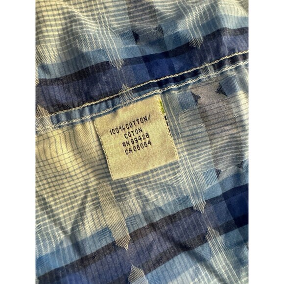 Bugatchi Uomo Men's Blue Linen Plaid Short Sleeve Classic Fit Button Up L Shirt - Picture 5 of 15